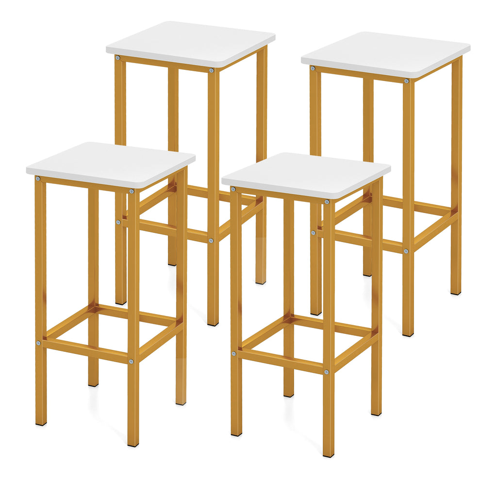 26-Inch Bar Stool Set of 4 with Metal Legs - Rustic Brown
