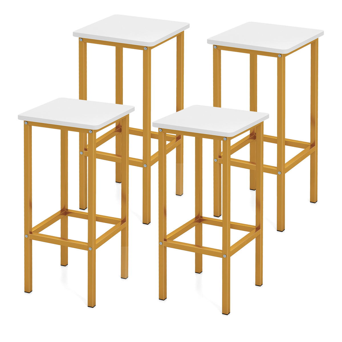 26-Inch Bar Stool Set of 4 with Metal Legs - Rustic Brown
