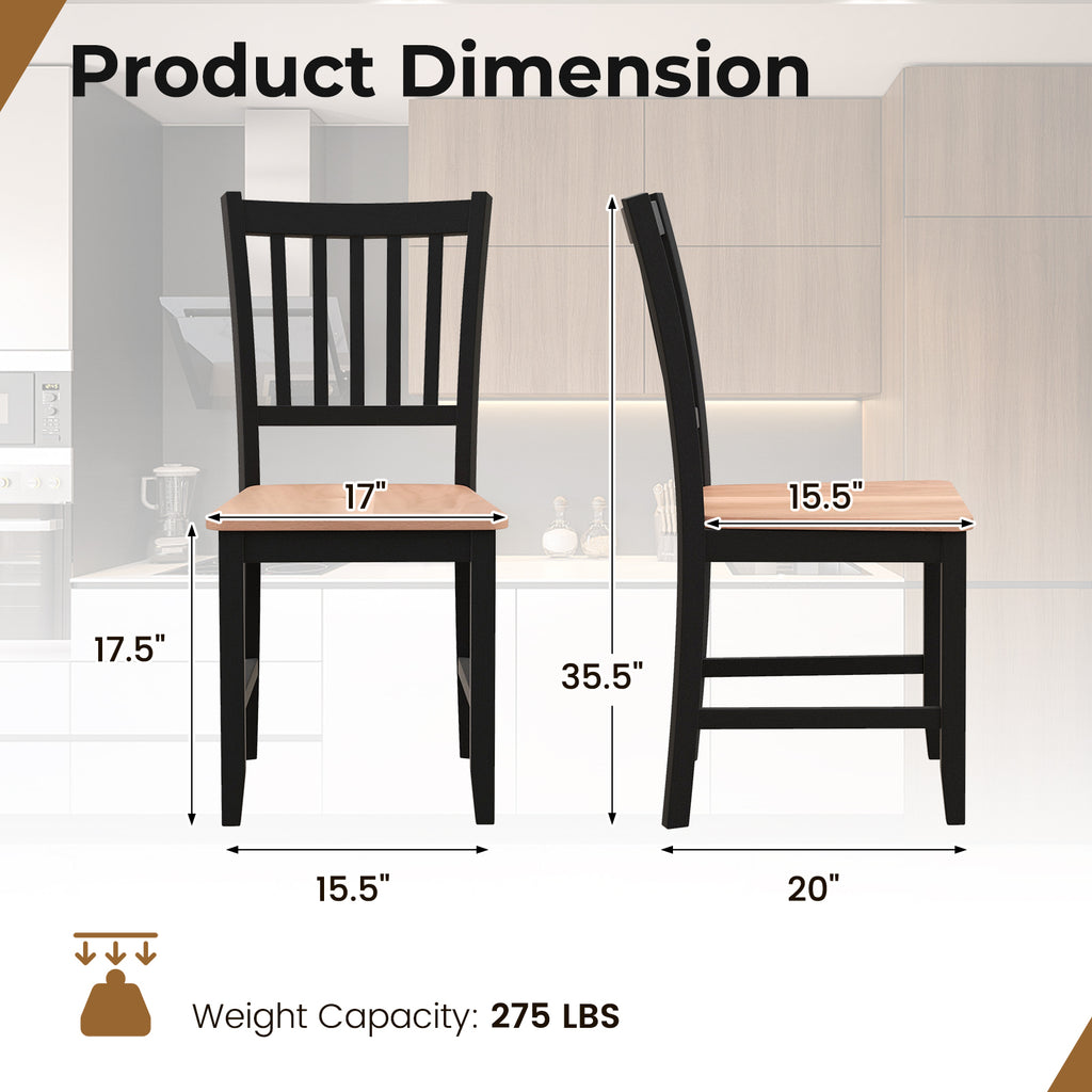 Dining Chair Set of 4 - Spindle Back Wood Legs