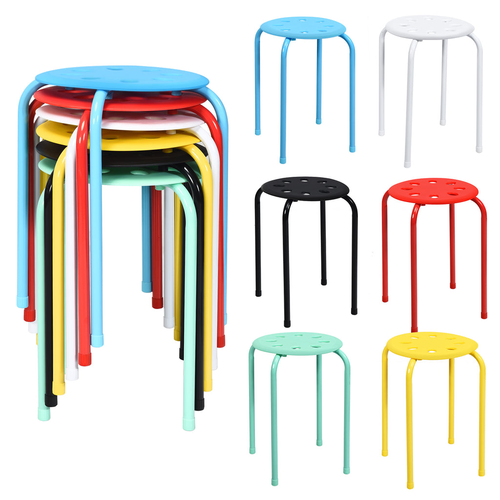 Stackable Stools Set of 6 - Gray, 17.5 Inch