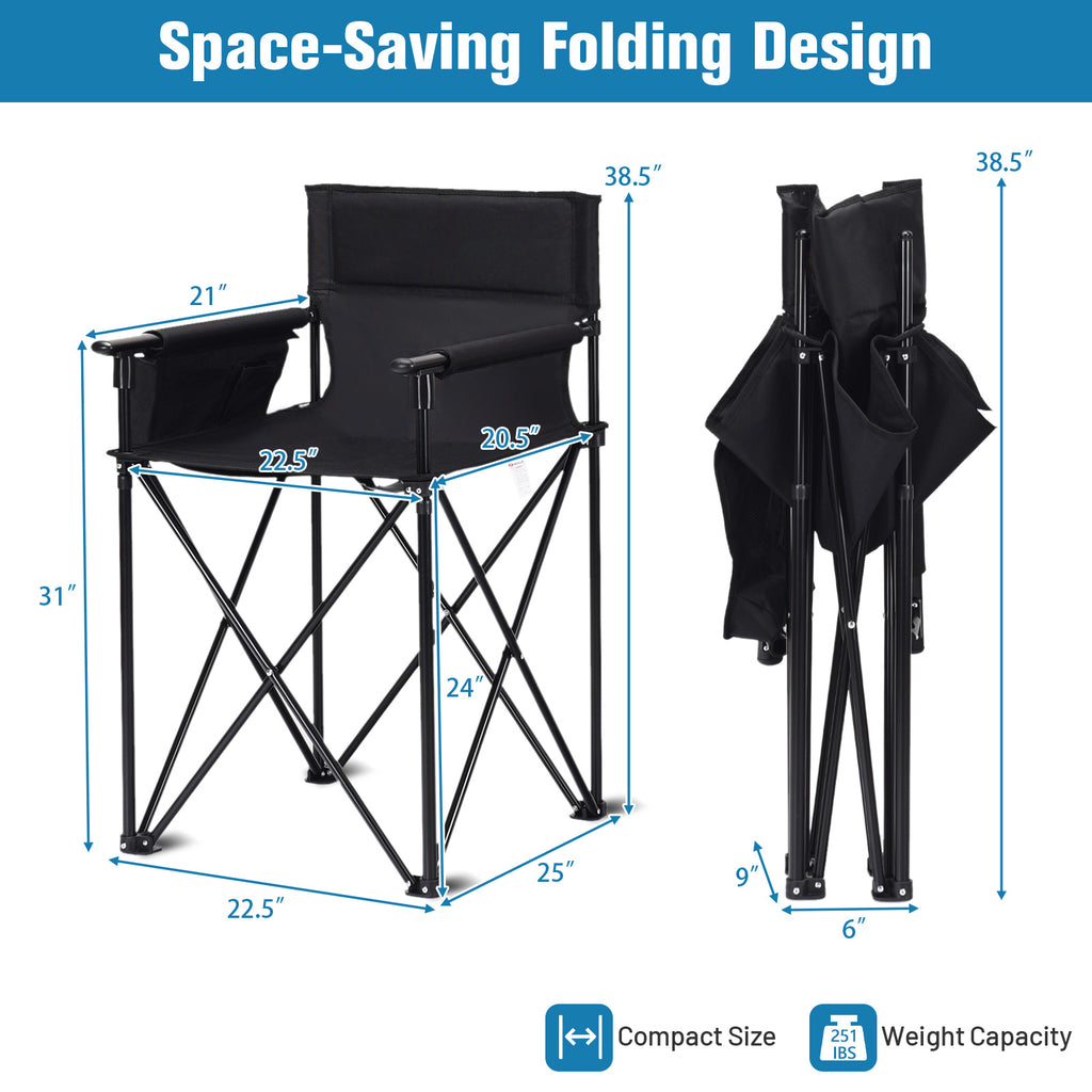 Portable 38 Inch High Folding Camping Chair