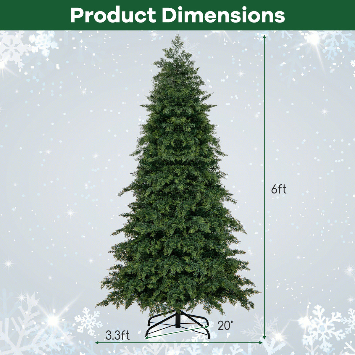 6/7.5 Feet Pre-Lit Artificial Christmas Tree with 11 Light Modes and Metal Stand - Green