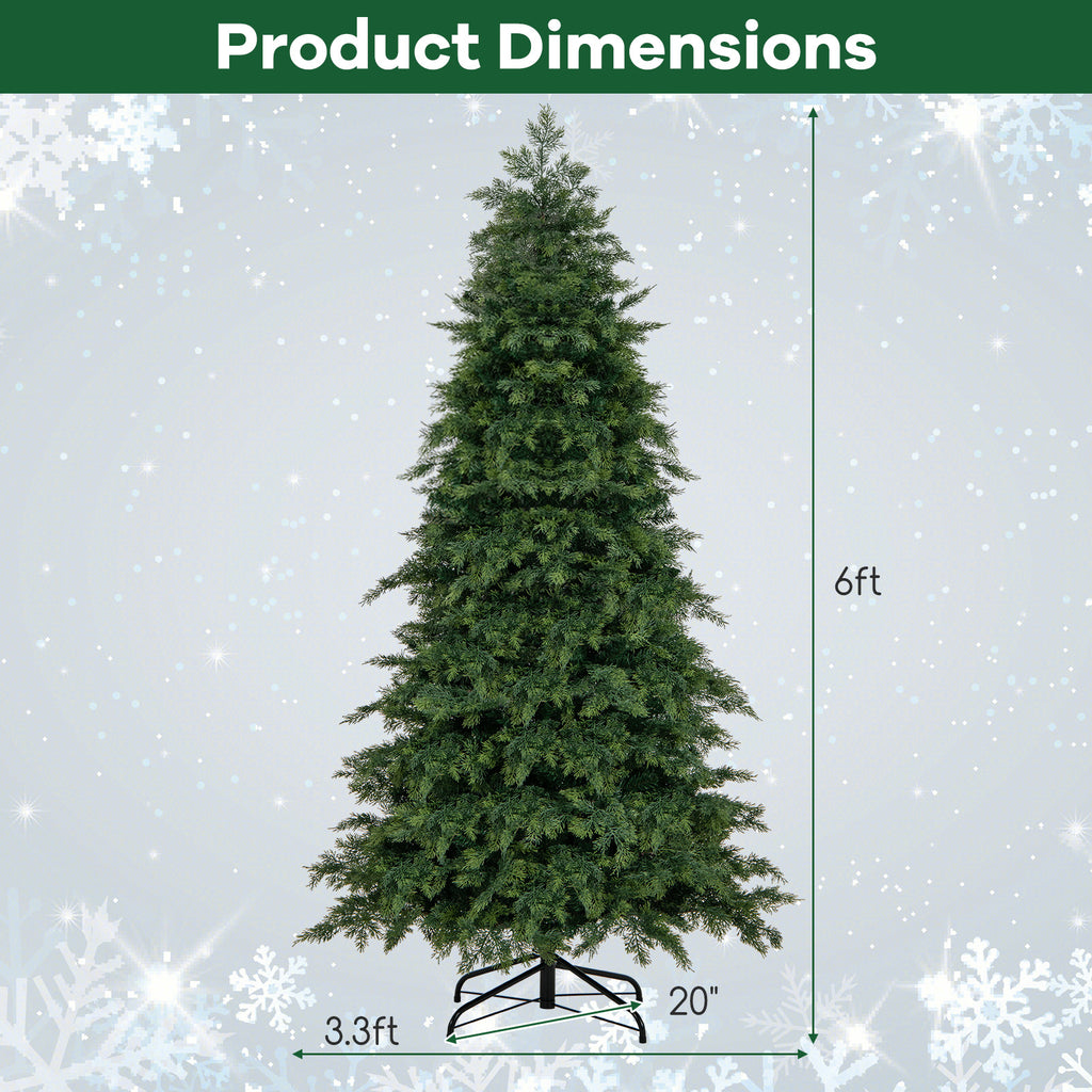 6/7.5 Feet Pre-Lit Artificial Christmas Tree with 11 Light Modes and Metal Stand - Green