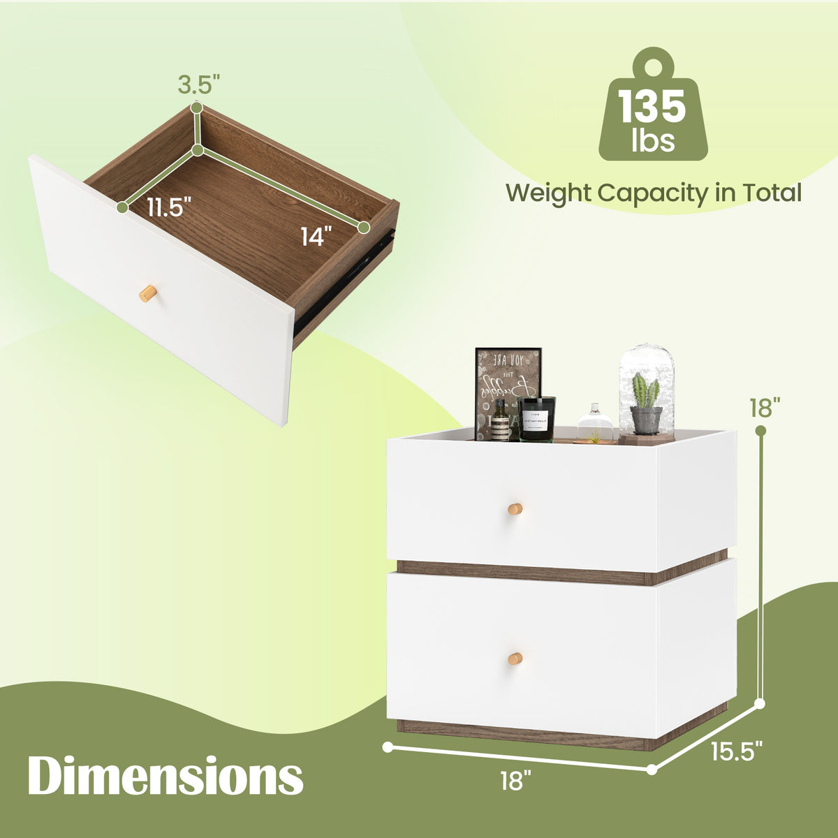 2-Drawer Nightstand with Storage - Modern Bedroom Design