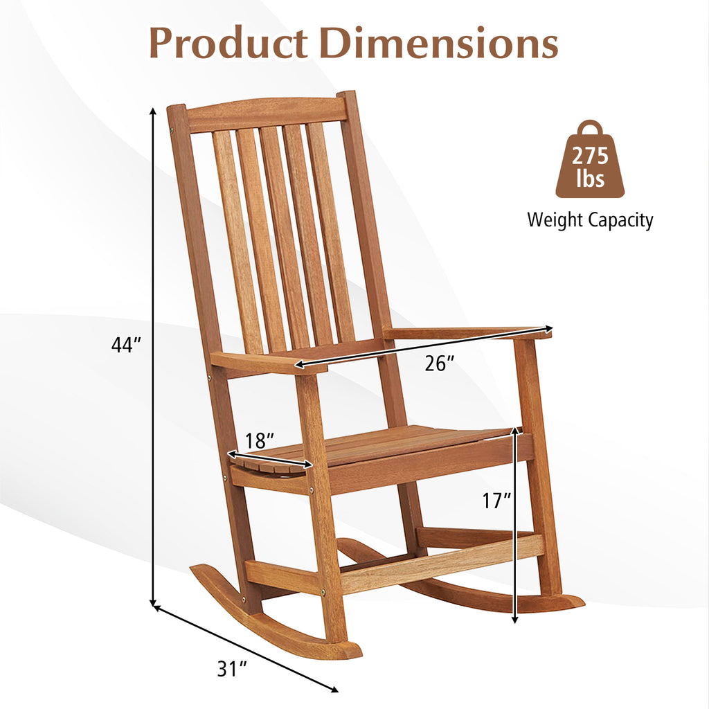 Patio Rocking Chair Ergonomic High-Back Outdoor Rocker with Smooth
