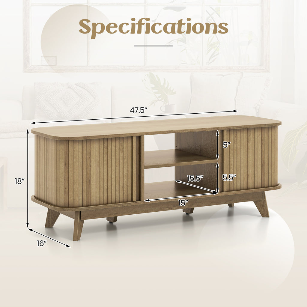55-Inch TV Stand with Dual Sliding Doors - Oak