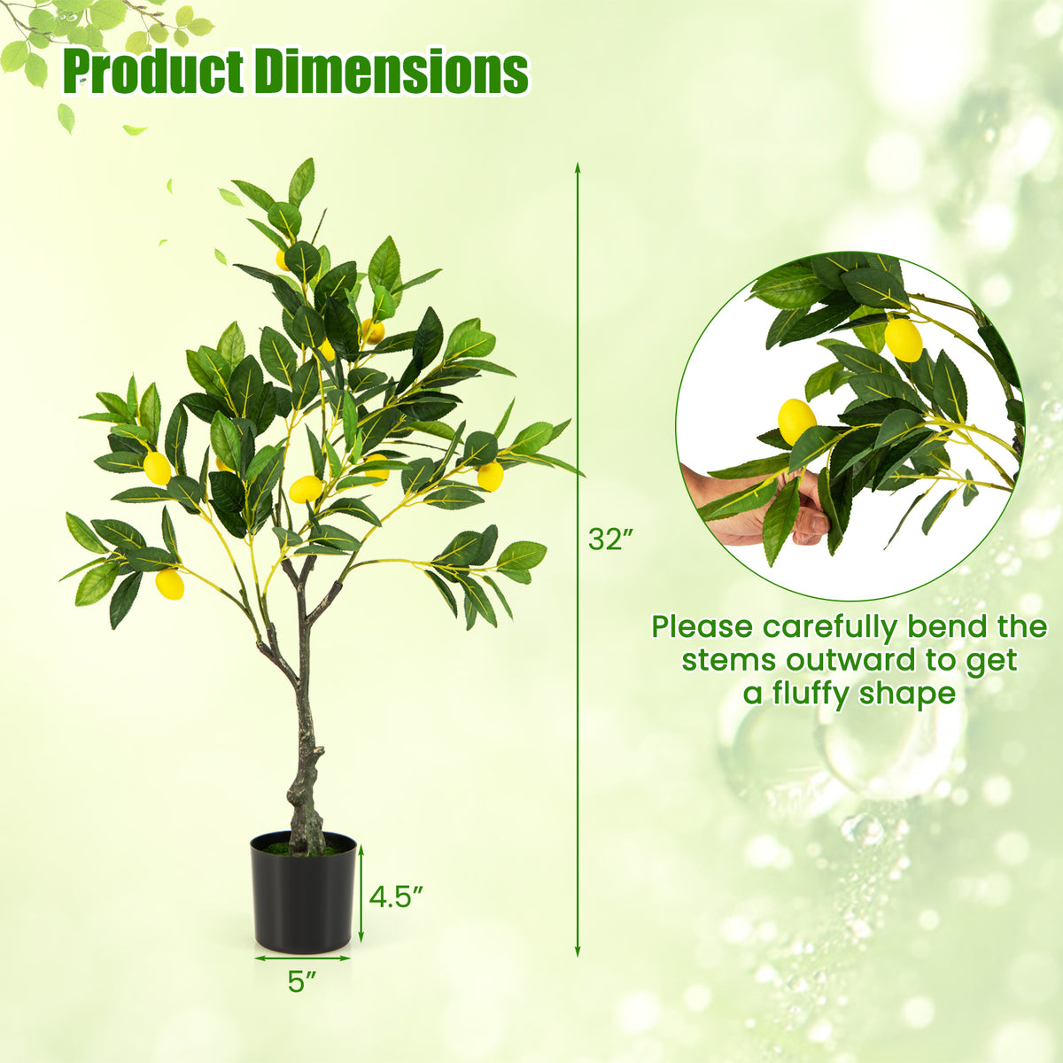 Artificial Lemon Tree 2.6 ft Fake Lemon Plant with Fruits - Realistic Indoor Decor