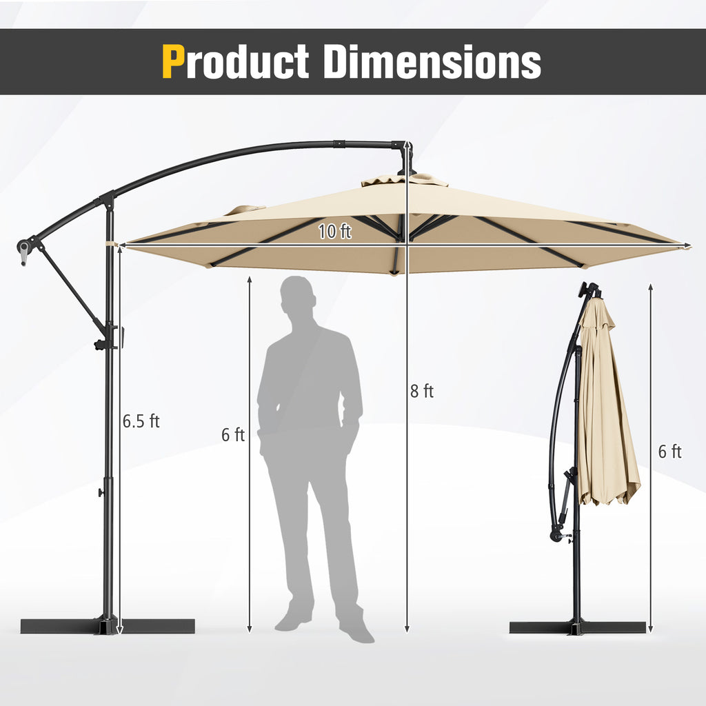 10x8 Cantilever Patio Umbrella with 360° Rotation - Beige