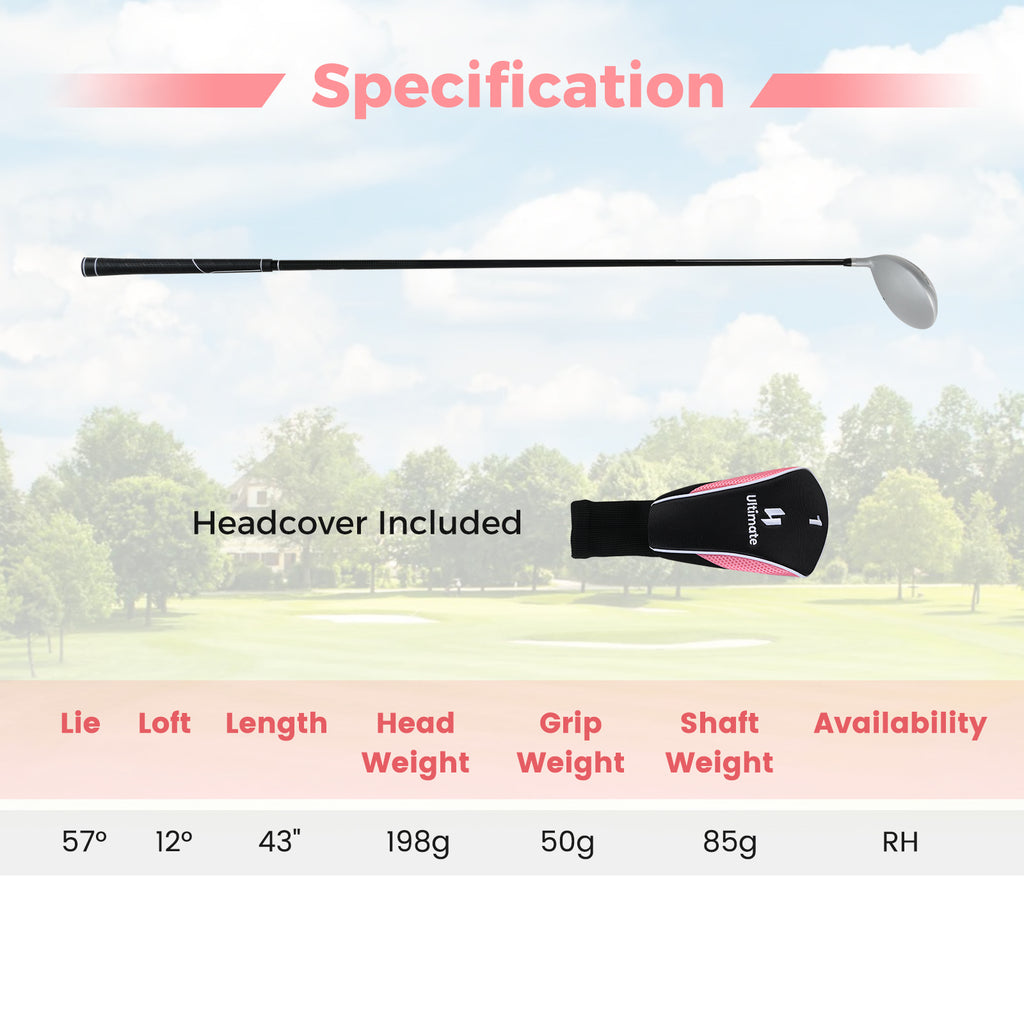 12° Women's Golf Driver 460CC Lightweight Aluminum Head with Headcover