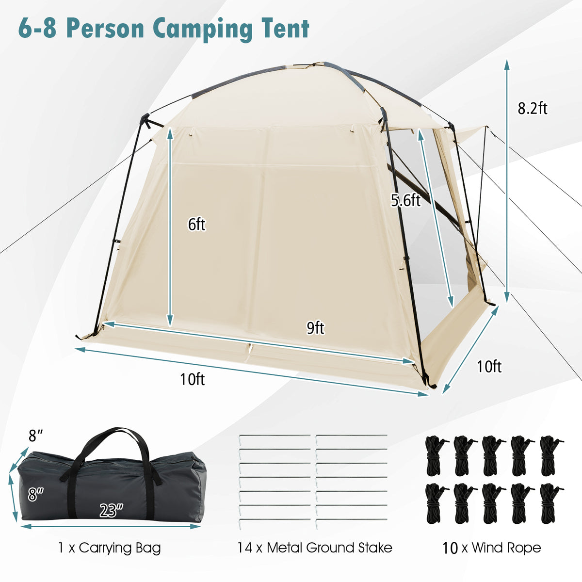 10 x Feet Screened Canopy Tent w/ Vestibule and Zippered Door