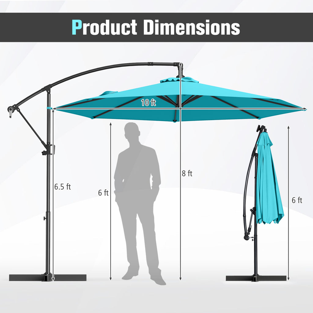 10 Feet Offset Hanging Umbrella Patio Cantilever with Infinite Tilt