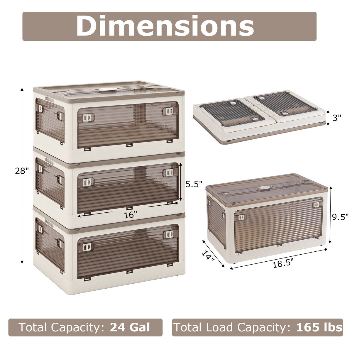 3-Pack Stackable Storage Bins with Lids - 8 Gallon