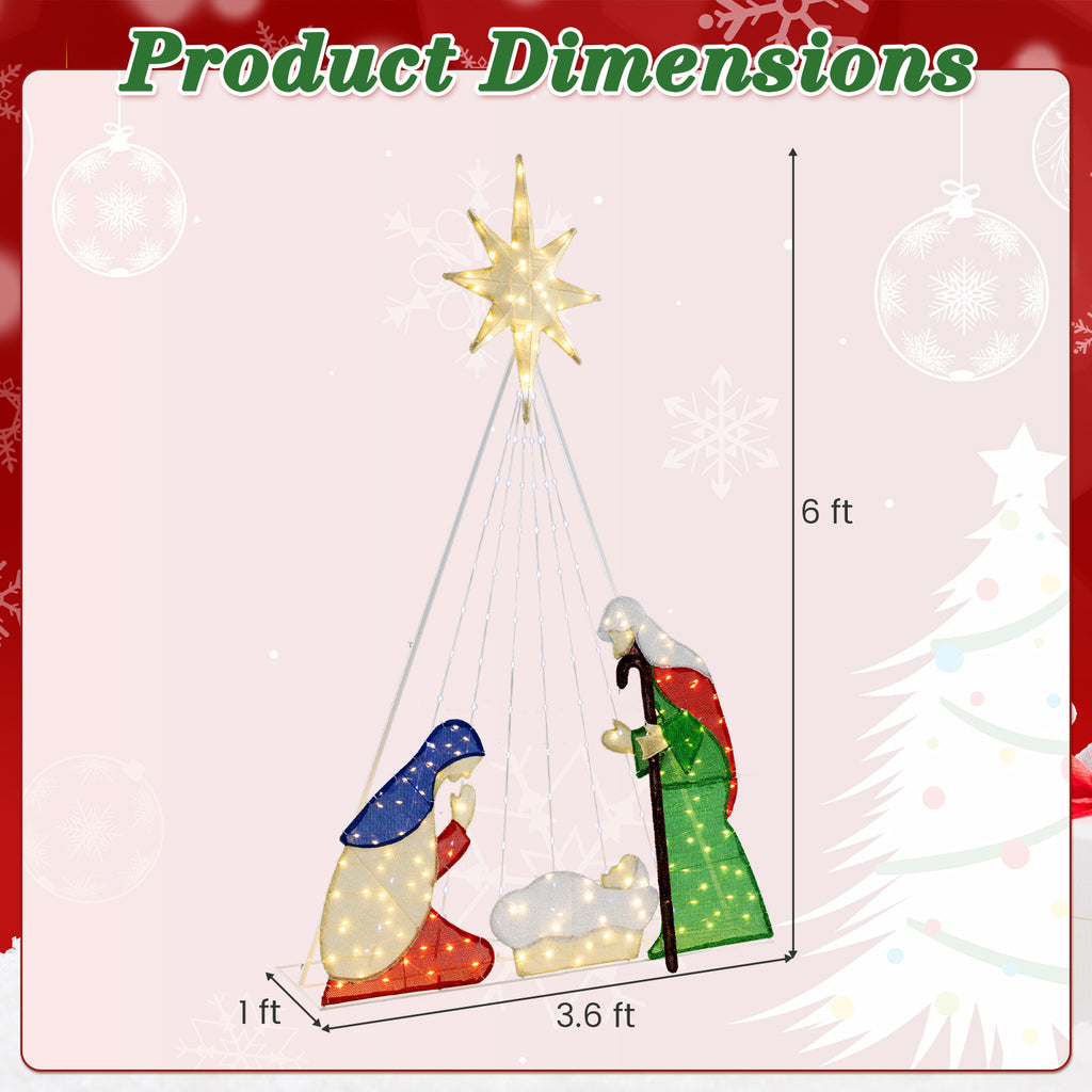 6 Ft Lighted Nativity Scene with 240 LED Lights & 3.6 x 1 x 6 ft Variation