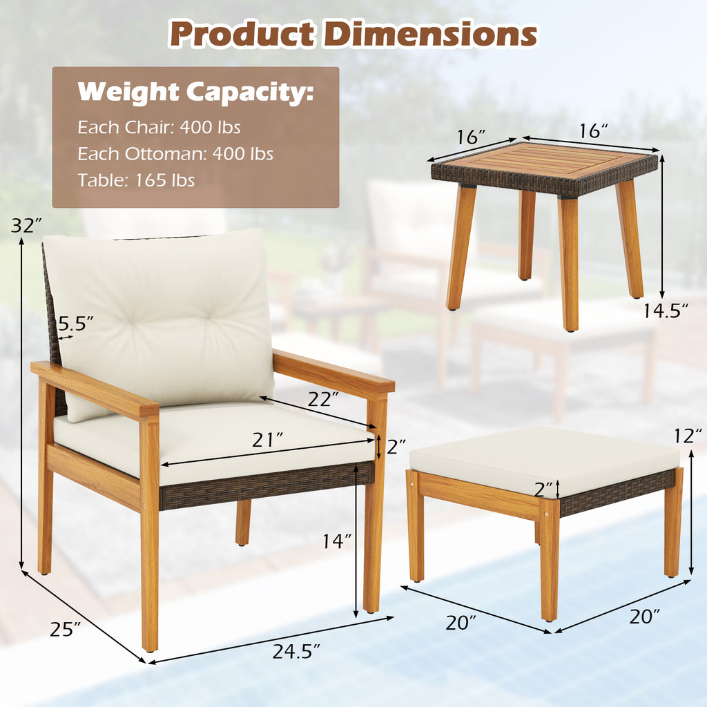 5 Piece Rattan Furniture Set with Square Coffee Table