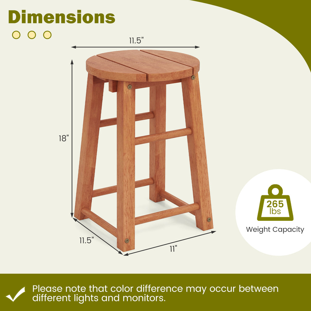 18-Inch Outdoor Wood Bar Stools Set of 2