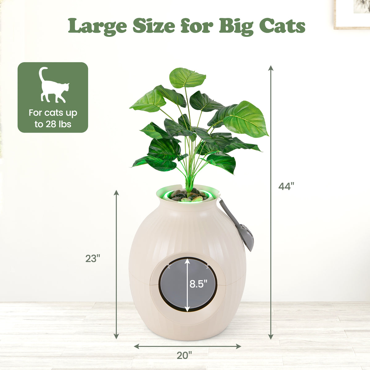 Smart Cat Litter Box with Electronic Odor Removal & Sterilization - Beige
