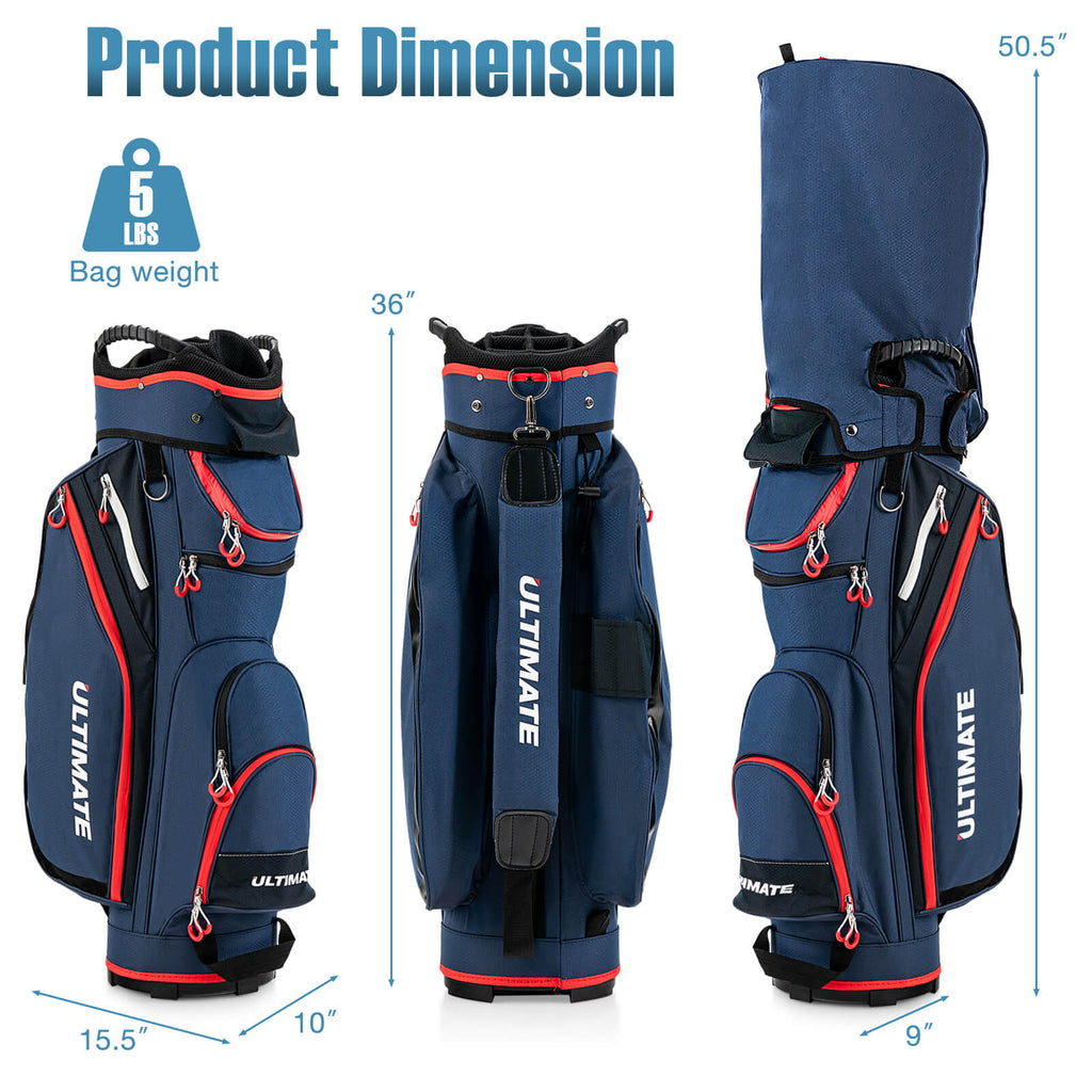 Golf Cart Bag with 14-Way Dividers Top Organizer - Black, 9.5 Inch