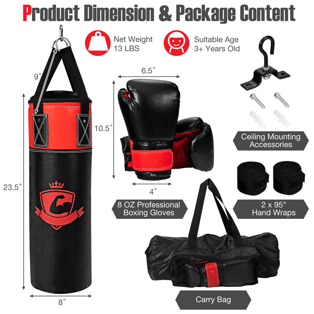 Kids Hanging Punching Bag Set with Gloves - 11 Pounds Black Variation of THIS listing