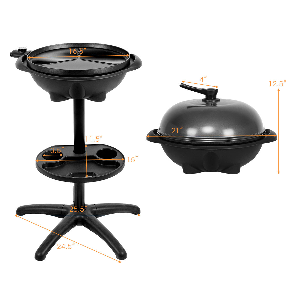 1350 W Outdoor Electric BBQ Grill with Removable Stand Easy to Install