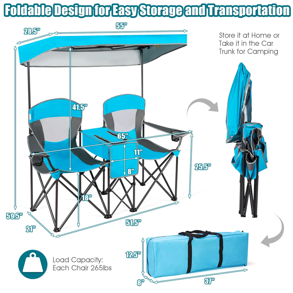Patented Portable Folding Camping Canopy Chairs with Cup Holder