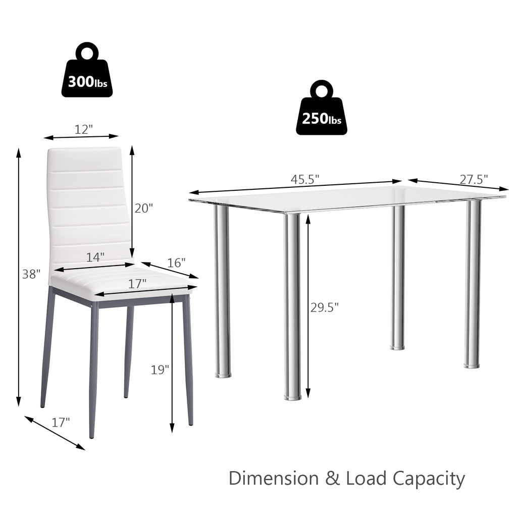 5-Piece Dining Set with 4 PVC Leather Chairs