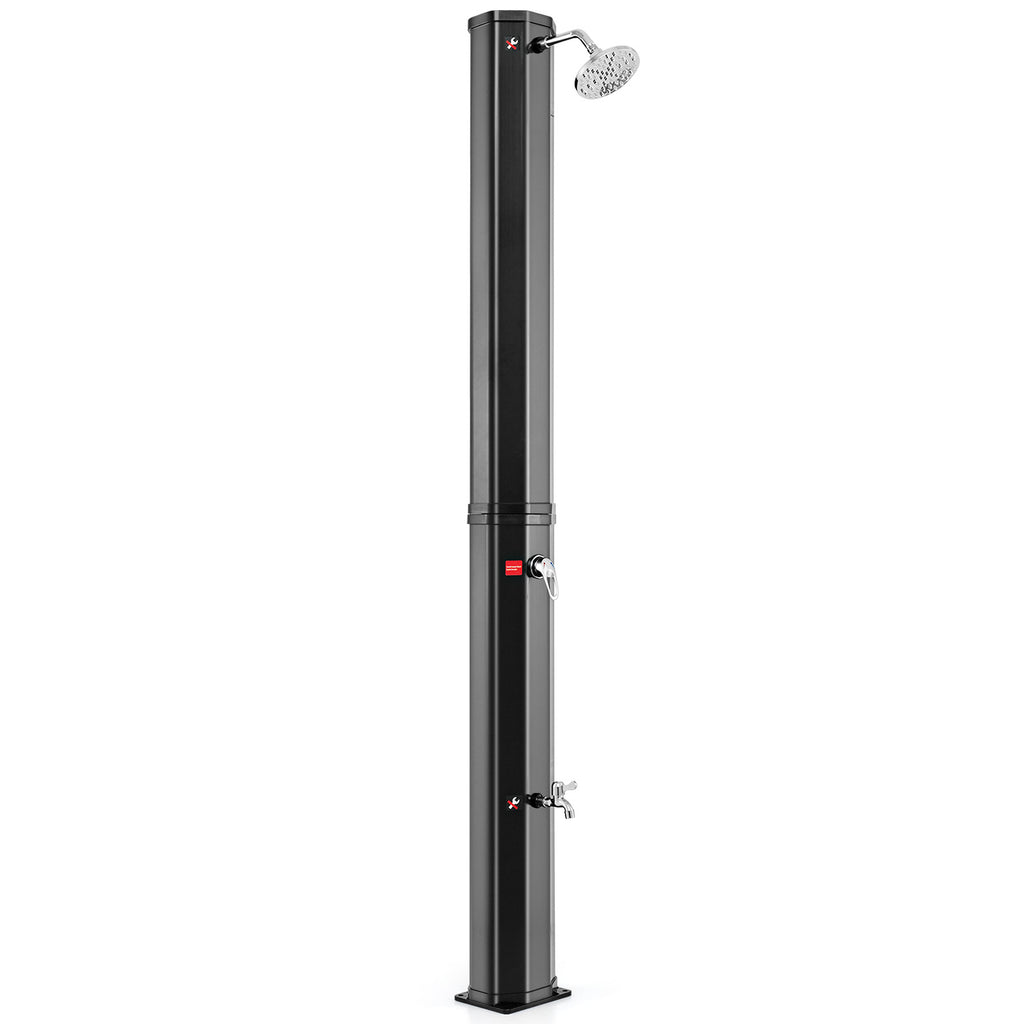Solar Heated Outdoor Shower 7.5 Ft 15.9 Gallon - Black