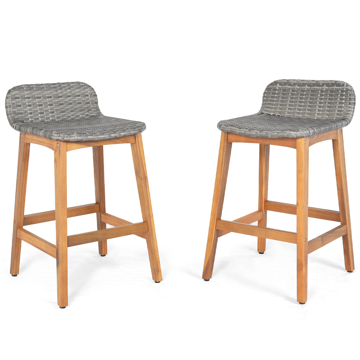 Set of 2 Patio Swivel Bar Stools with Rattan Seat 400 LBS for Garden