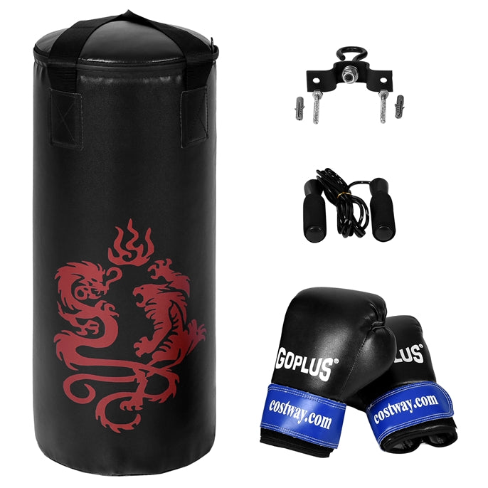 Kids Boxing & Skipping Rope Set with Punch Bag & Gloves - Teenager 24 Inch Variation