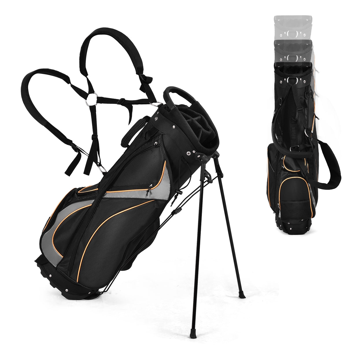 9 Inch Golf Stand Bag with Divider & Multiple Pockets - Costway