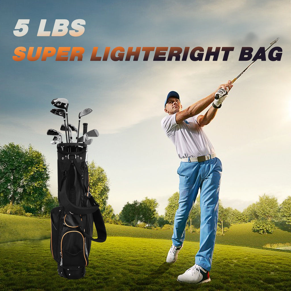 9 Inch Golf Stand Bag with Divider & Multiple Pockets - Costway