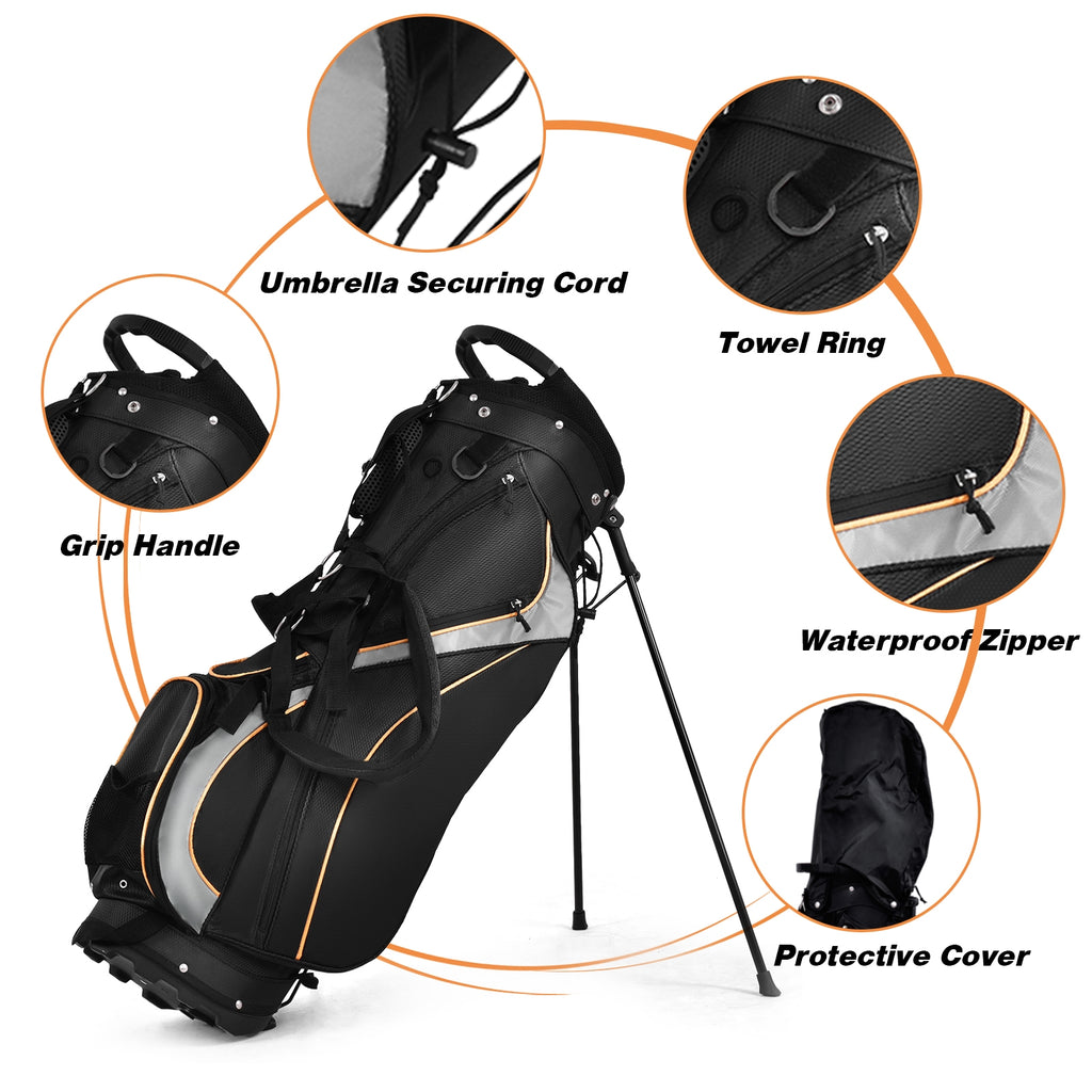 9 Inch Golf Stand Bag with Divider & Multiple Pockets - Costway