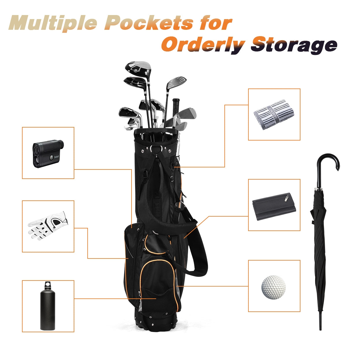 9 Inch Golf Stand Bag with Divider & Multiple Pockets - Costway