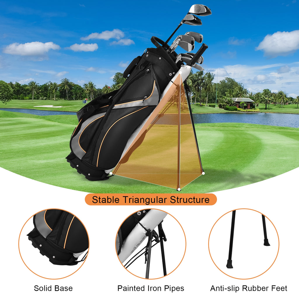 9 Inch Golf Stand Bag with Divider & Multiple Pockets - Costway
