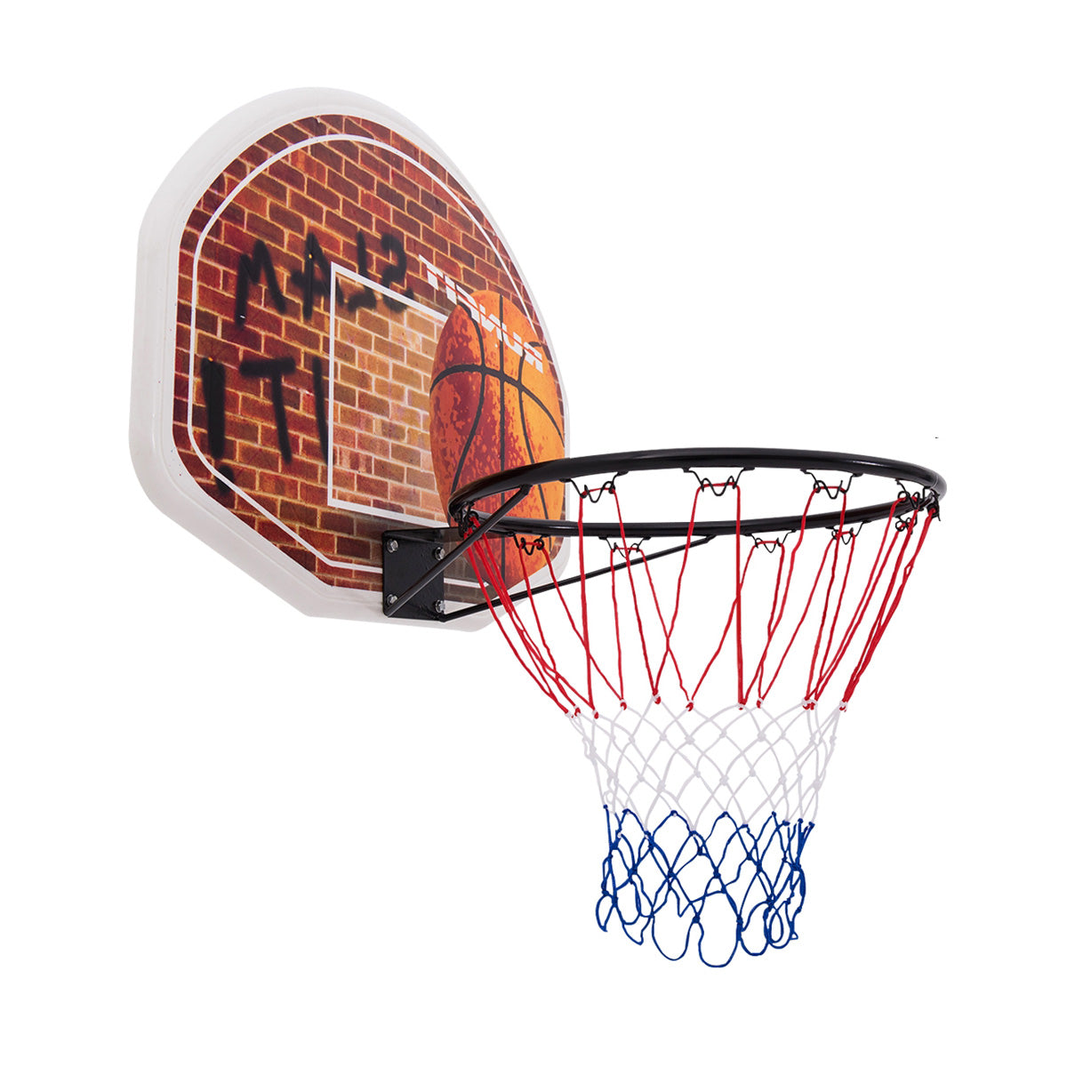 Wall Mounted Basketball Backboard with Rim & 2 Nets - 16.5 Inch Diameter, Costway