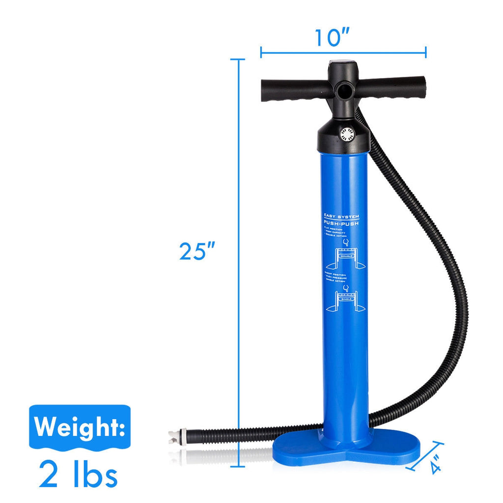 Double Action SUP Hand Pump with Gauge - Inflatable Paddle Board Pump - Costway
