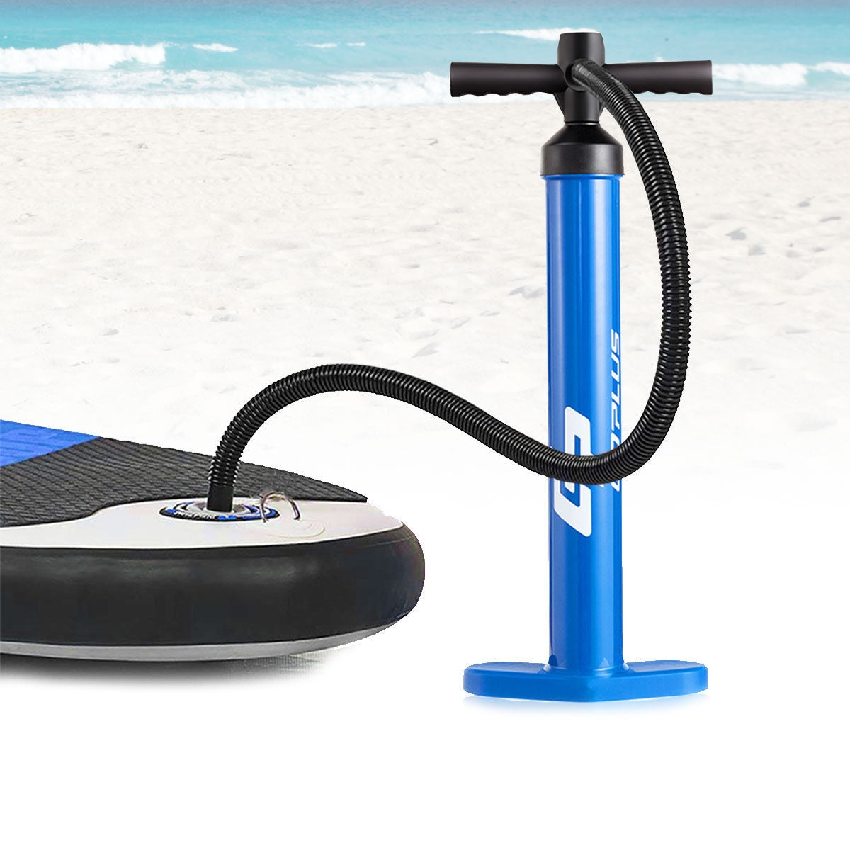 Double Action SUP Hand Pump with Gauge - Inflatable Paddle Board Pump - Costway