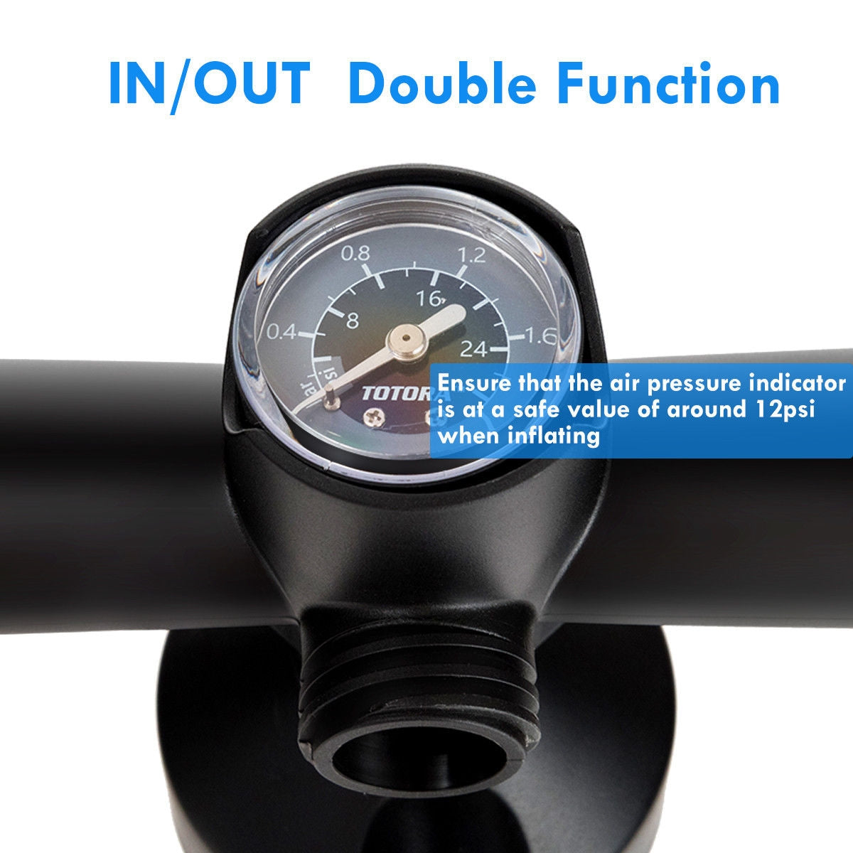 Double Action SUP Hand Pump with Gauge - Inflatable Paddle Board Pump - Costway