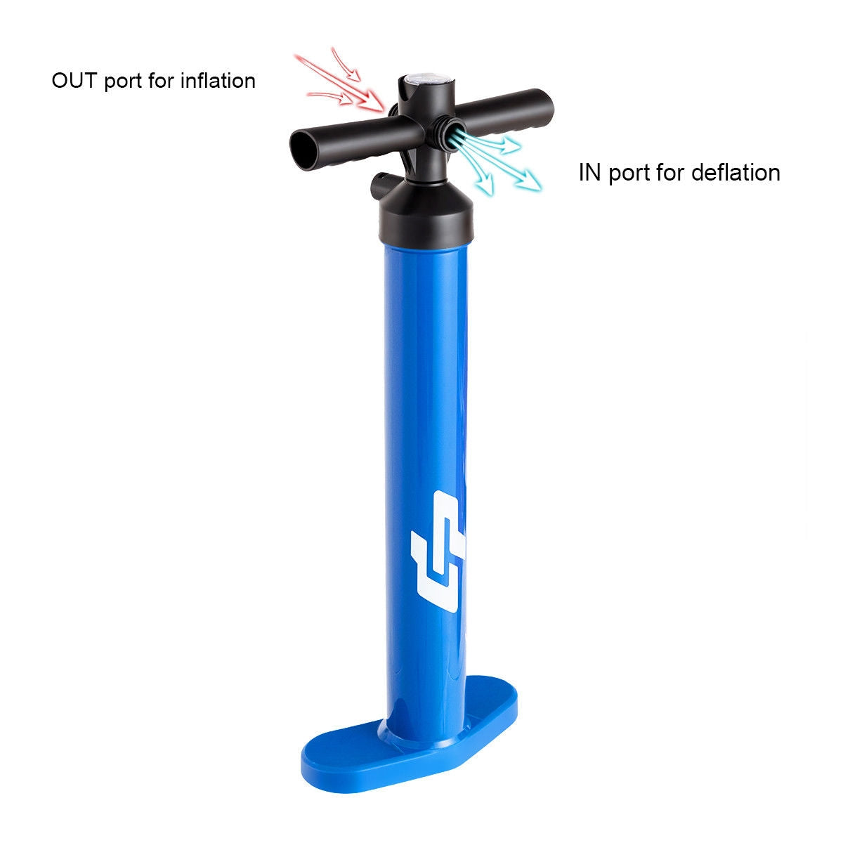 Double Action SUP Hand Pump with Gauge - Inflatable Paddle Board Pump - Costway
