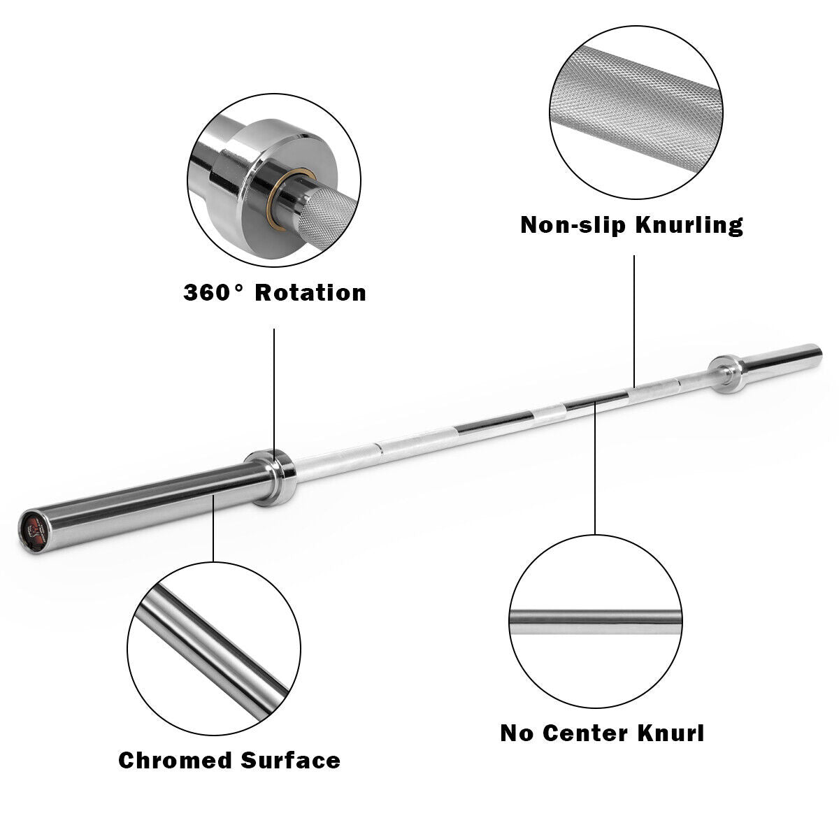 1000 lbs Weight Lifting Barbell - Durable Steel, Chrome Finish, 86" Long - Variation of THIS Listing