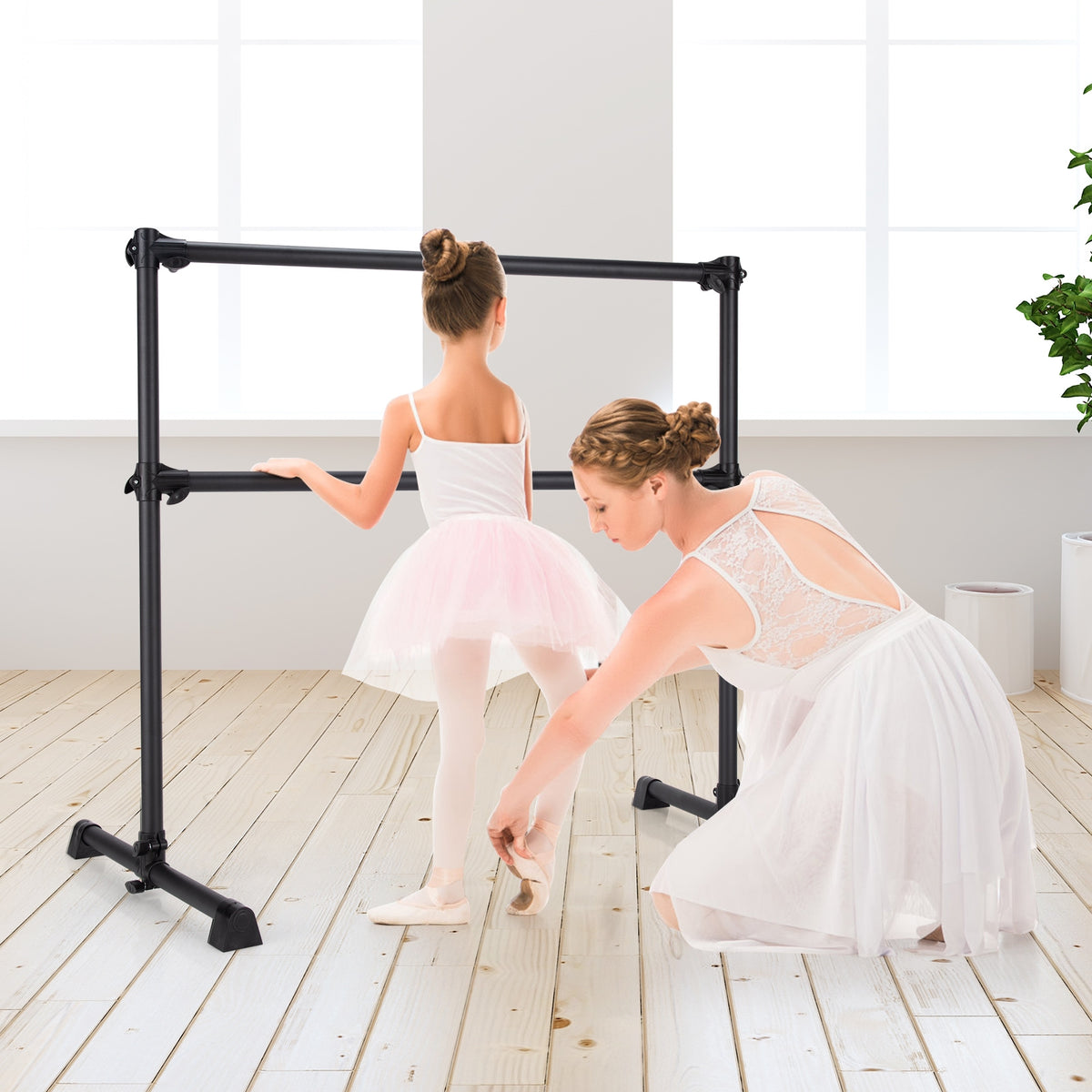 Double Ballet Barre Bar with Adjustable Height - 4 Feet Black Version of THIS Listing