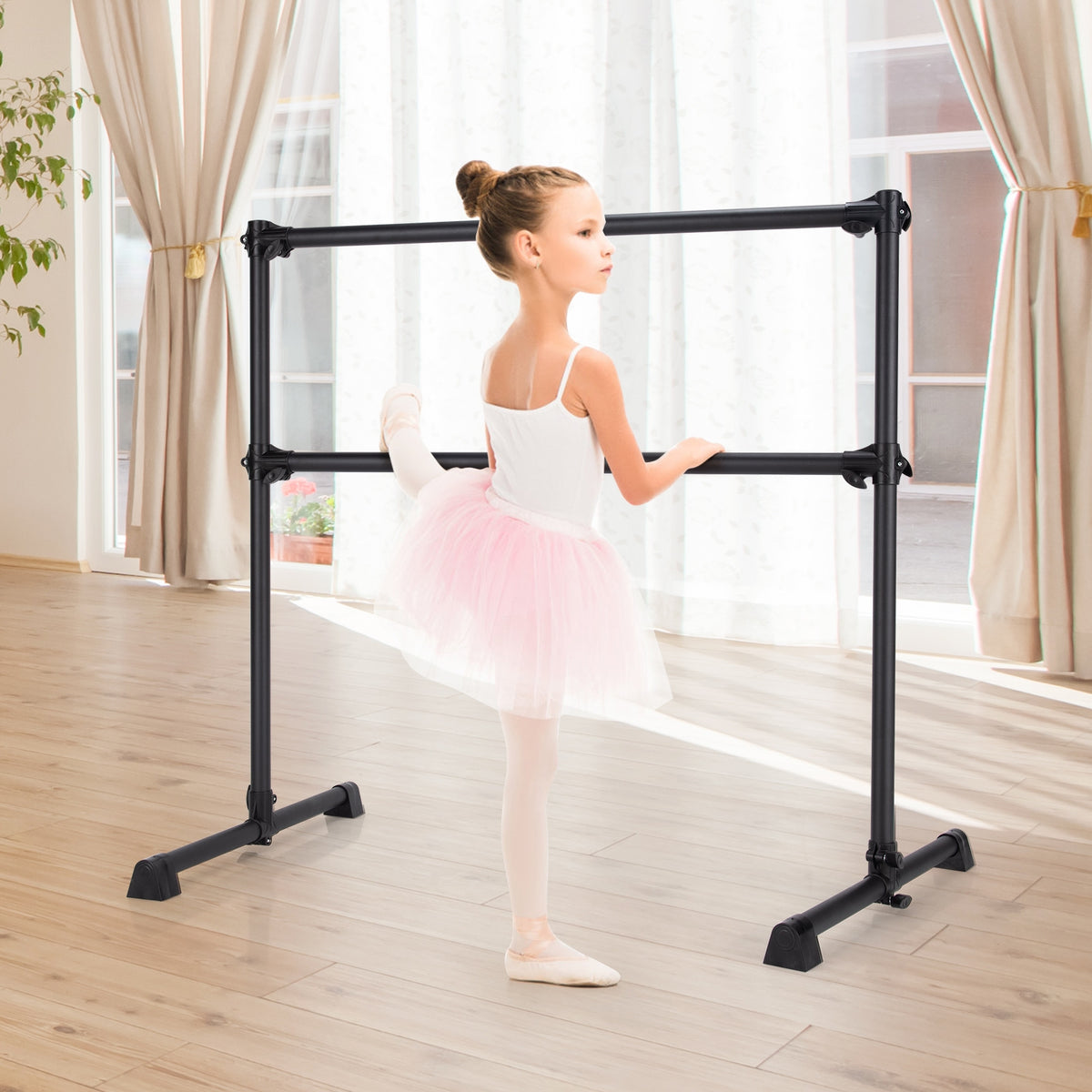 Double Ballet Barre Bar with Adjustable Height - 4 Feet Black Version of THIS Listing