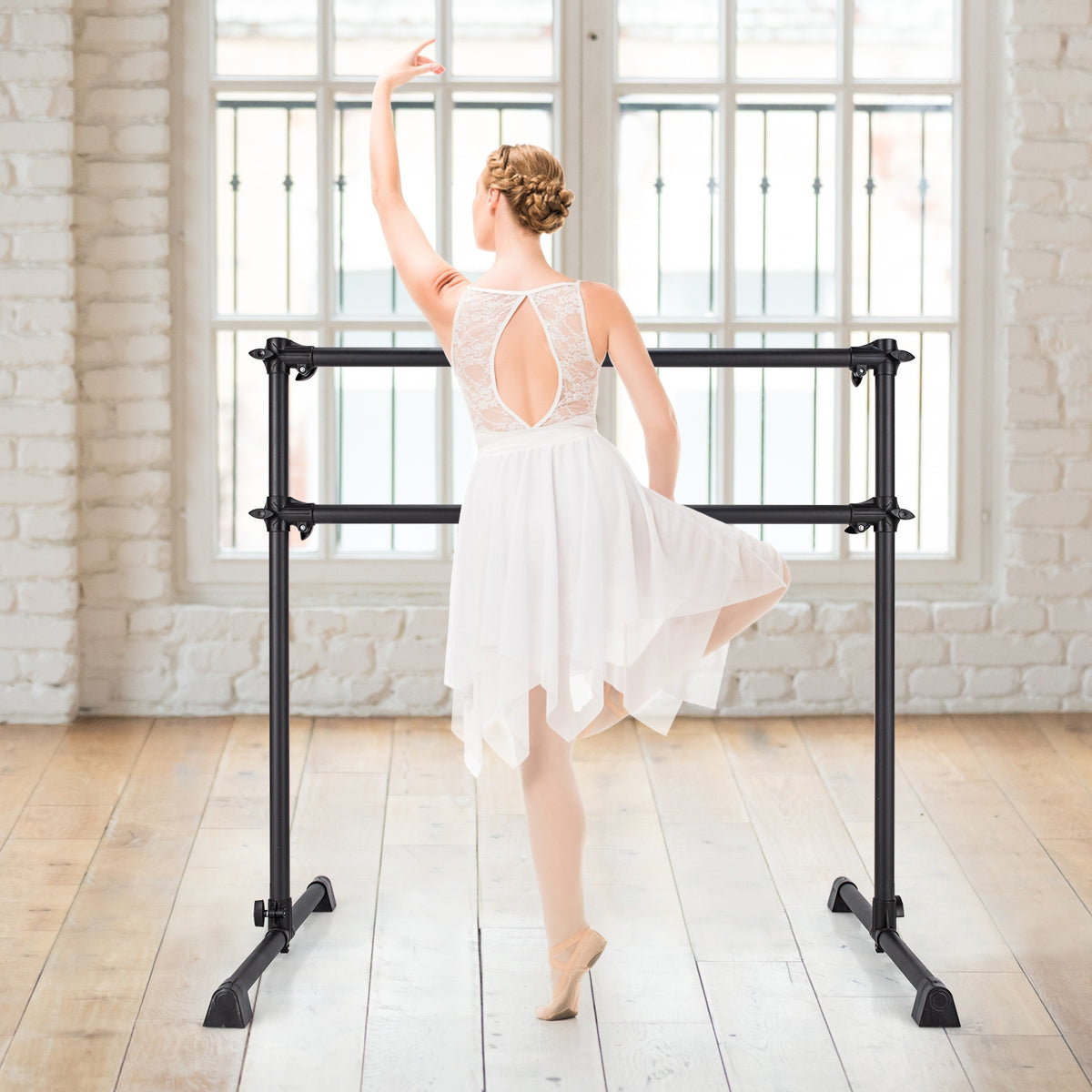 Double Ballet Barre Bar with Adjustable Height - 4 Feet Black Version of THIS Listing