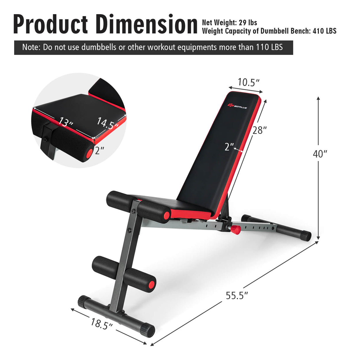 9-Position Adjustable Weight Bench with Sturdy Steel Frame for Full-Body Workout