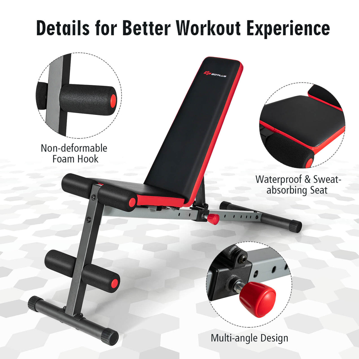 9-Position Adjustable Weight Bench with Sturdy Steel Frame for Full-Body Workout