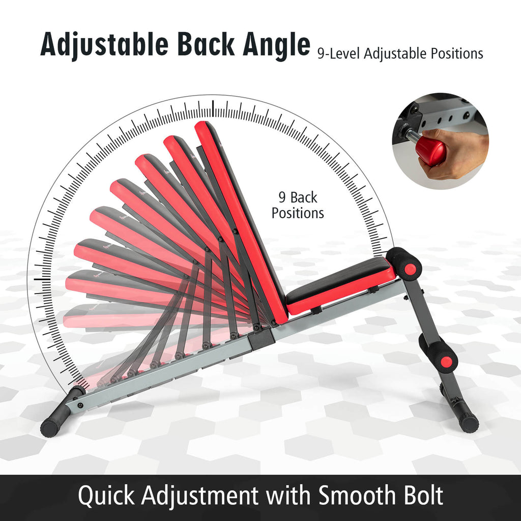 9-Position Adjustable Weight Bench with Sturdy Steel Frame for Full-Body Workout