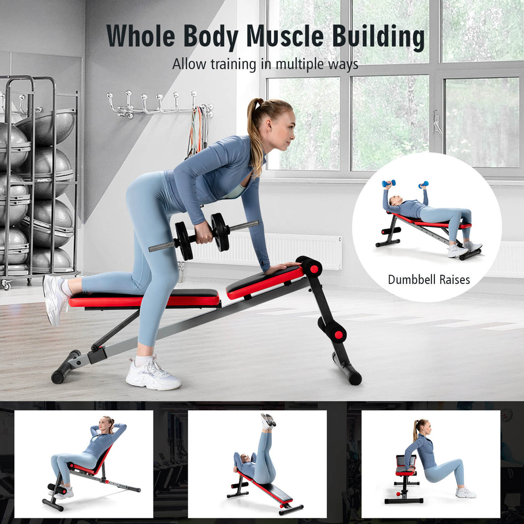 9-Position Adjustable Weight Bench with Sturdy Steel Frame for Full-Body Workout