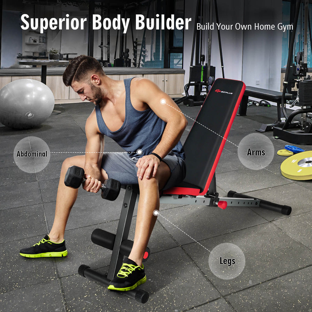 9-Position Adjustable Weight Bench with Sturdy Steel Frame for Full-Body Workout