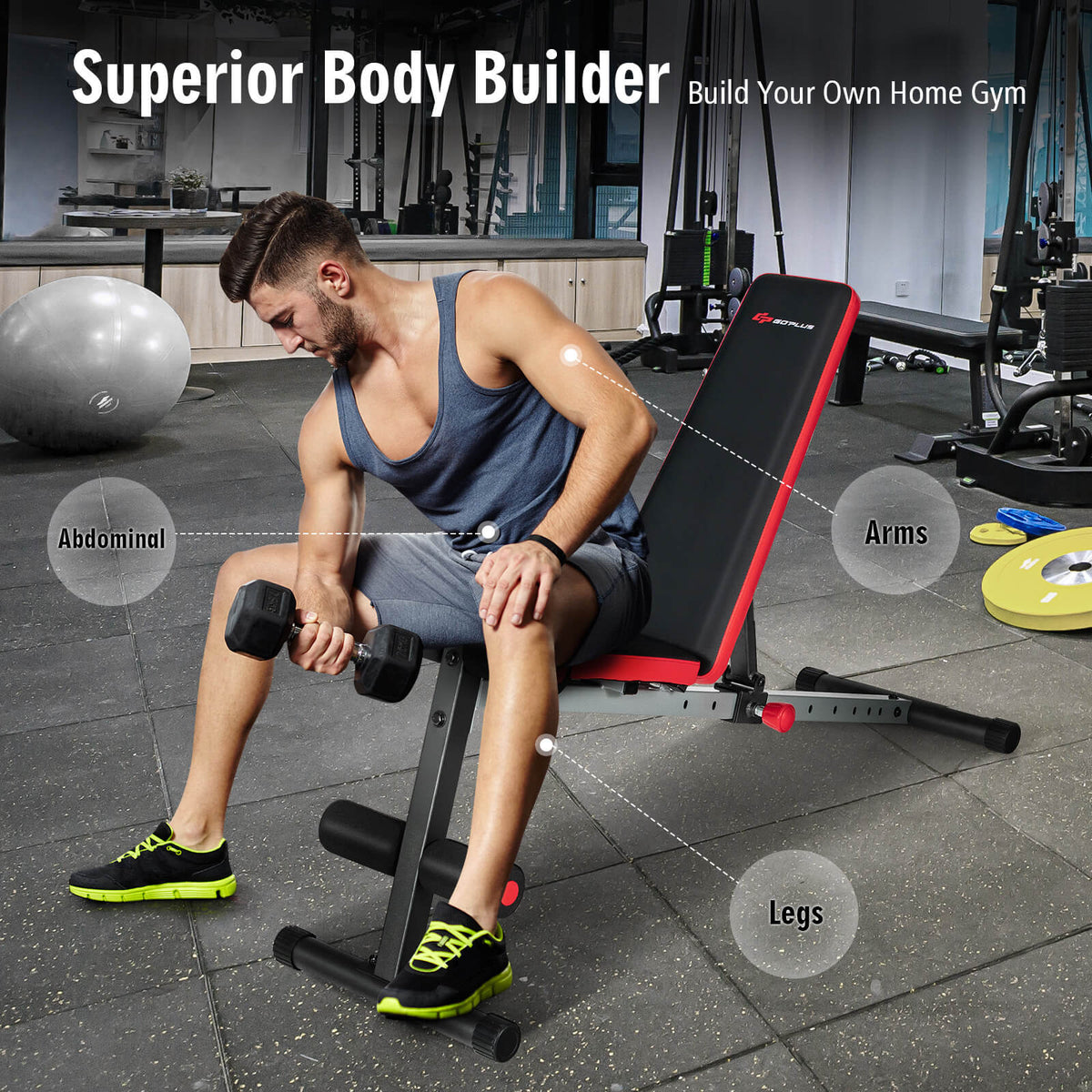 9-Position Adjustable Weight Bench with Sturdy Steel Frame for Full-Body Workout