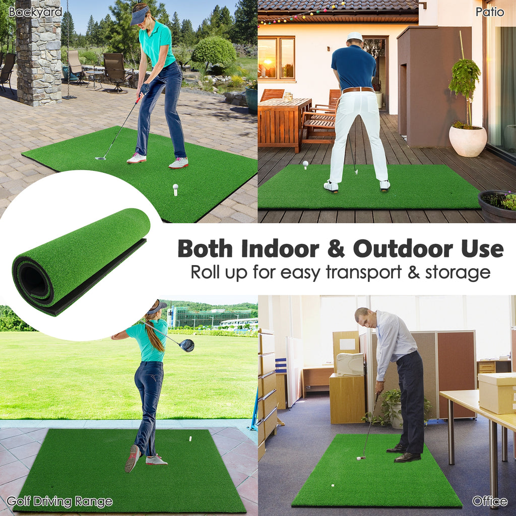 3 x 5 Feet Golf Hitting Mat with 3 Rubber Tees - Realistic Practice for Indoor & Outdoor
