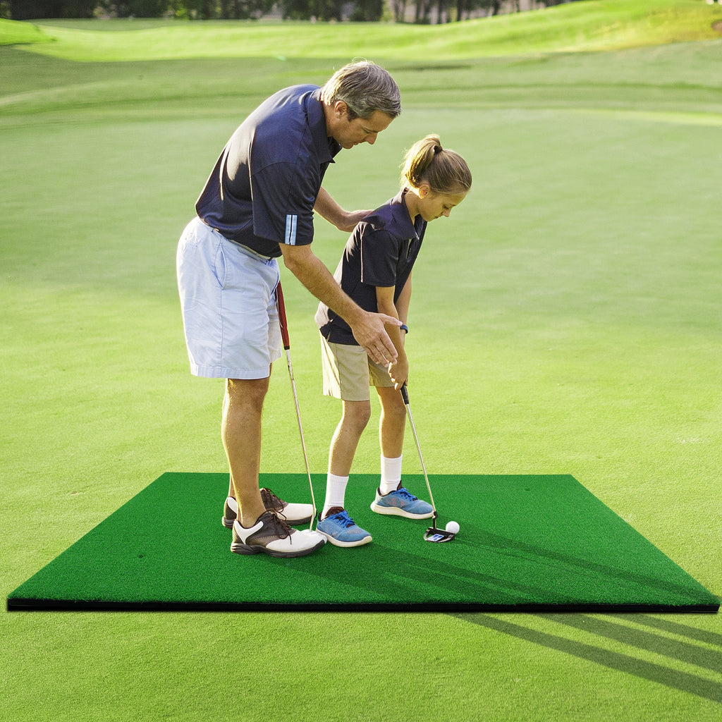 3 x 5 Feet Golf Hitting Mat with 3 Rubber Tees - Realistic Practice for Indoor & Outdoor